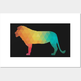 Rainbow lion silhouette Posters and Art